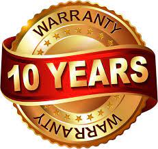 10 years warranty image on a gold background